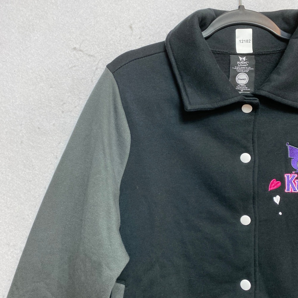 Sanrio Bomber Jacket Womens M Black Kuromi Bomber Jacket MD Varsity - Picture 5 of 9
